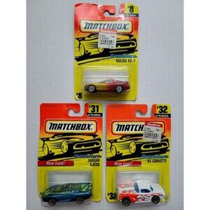 Lot-3 VTG 1996 MATCHBOX SuperFast '62 Corvette, Jaguar XJ220, Mazda R-X7 Sealed